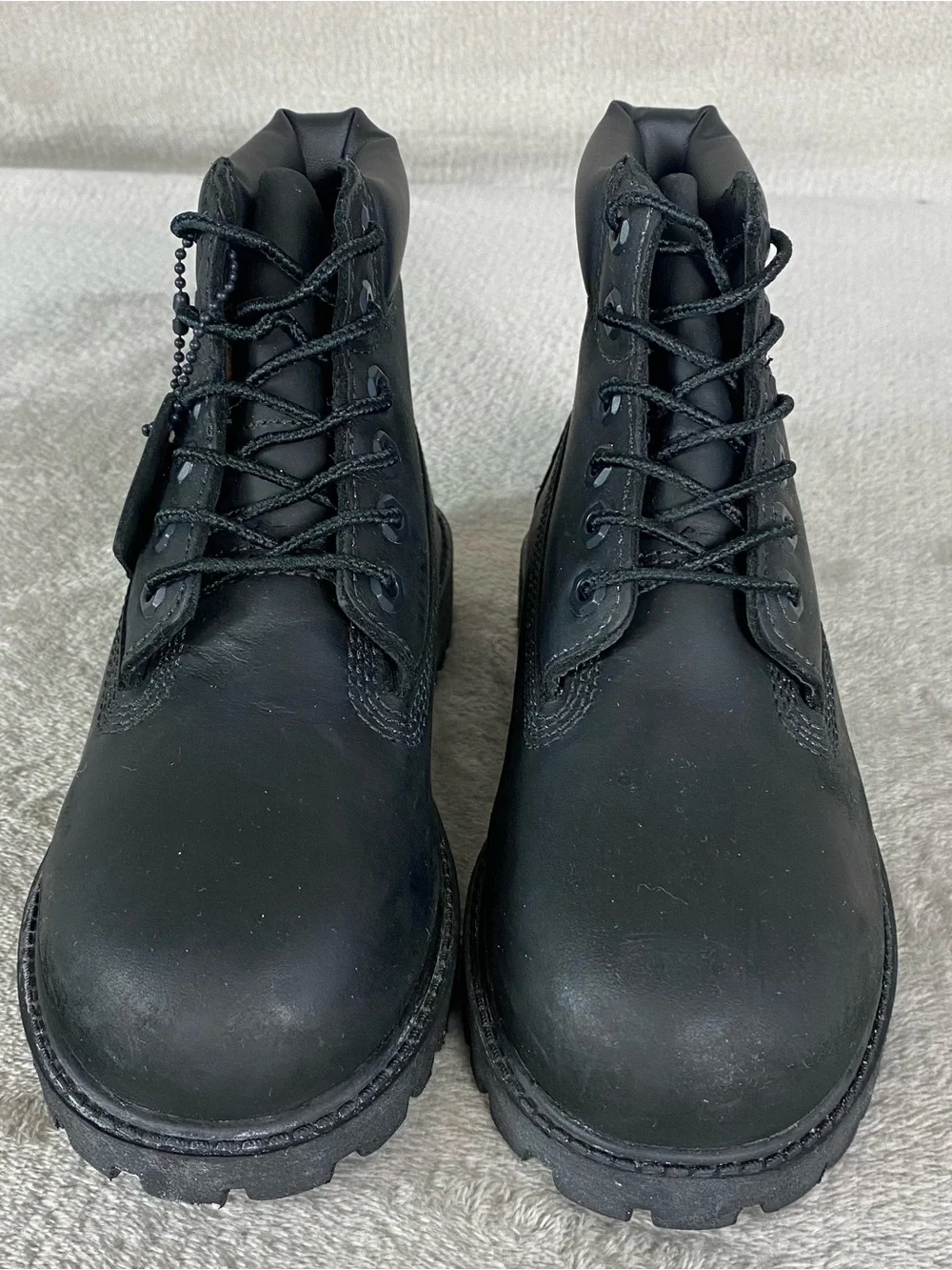 Timberland Premium 6 inch Kids Boys Boots Size 2 Black Nubuck Waterproof NEW